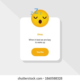 Emoticon Reaction Sleep, Greeting Card - Vector