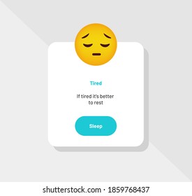 Emoticon Reaction Tired, Greeting Card - Vector