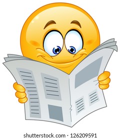 Emoticon reading a newspaper