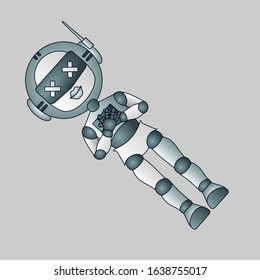 emoticon with robot with x-like dead eyes and neutral face that represents death, vector emoji in color emoji 