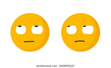 Emoticon with rolling eyes smiley yellow icon vector flat cartoon graphic set image clip art 