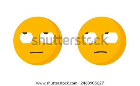 Emoticon with rolling eyes smiley yellow icon vector flat cartoon graphic set image clip art 