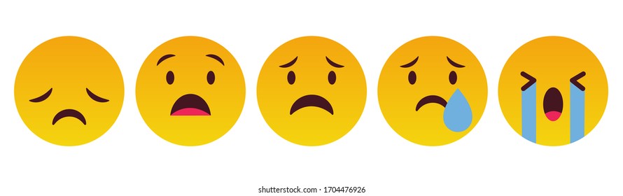 Emoticon Sad And Cry Reaction Set - Vector