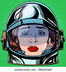 emoticon sadness Emoji face woman astronaut retro