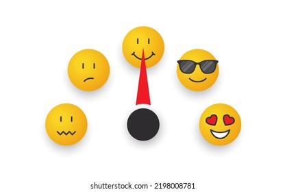Emoticon scale. Mood scale. Satisfaction indicator. Performance measurement. Vector illustration