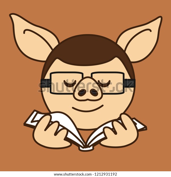 Emoticon School Pig Boy University Student Stock Vector Royalty