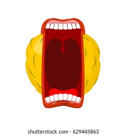 Emoticon screams. Open mouth and teeth. Crazy Emoji. emotion yell. Yellow ball head