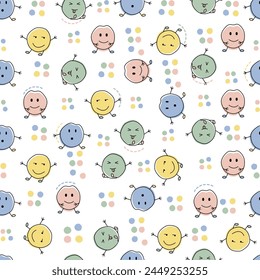Emoticon seamless design pattern for kids