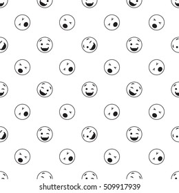 Emoticon seamless pattern in color background. Vector emoji seamless illustration for webdesign and polygraphy. Emotions on color background for design.