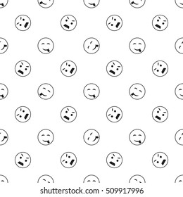 Emoticon seamless pattern in color background. Vector emoji seamless illustration for webdesign and polygraphy. Emotions on color background for design.