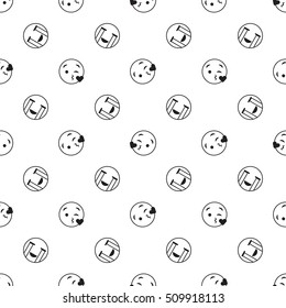 Emoticon seamless pattern in color background. Vector emoji seamless illustration for webdesign and polygraphy. Emotions on color background for design.