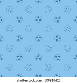 Emoticon seamless pattern in color background. Vector emoji seamless illustration for webdesign and polygraphy. Emotions on color background for design.