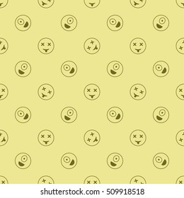 Emoticon seamless pattern in color background. Vector emoji seamless illustration for webdesign and polygraphy. Emotions on color background for design.