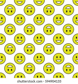 Emoticon seamless pattern of yellow color with white background.