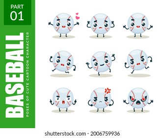 emoticon set of Baseball. First set. Vector Illustration