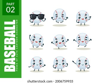 emoticon set of Baseball. Second set. Vector Illustration