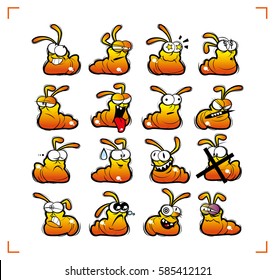 Emoticon set. Cartoon Style Slug.