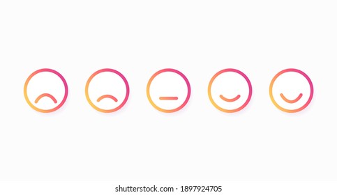 Emoticon. Set of colored gradient round mood types isolated on light background. Vector illustration