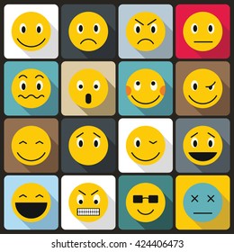 Emoticon set in flat style for any design