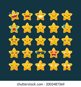 emoticon set of the golden Star .Vector Illustration