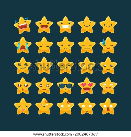 emoticon set of the golden Star .Vector Illustration