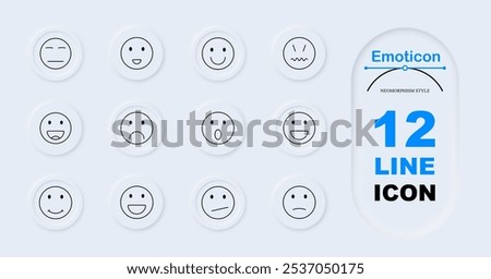 Emoticon set icon. Neutral face, smiling face, happy, frown, surprise, grin, sad, wide eyes, excitement, confused, content. Facial expressions, emotional reactions, moods.