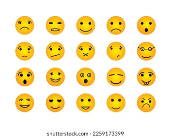 Emoticon set icons vector, emoji vector set