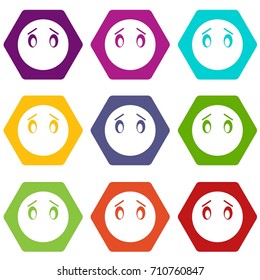 Emoticon set many color hexahedron isolated on white vector illustration