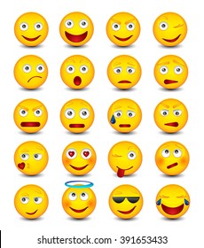 Emoticon set on the white background