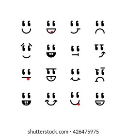 Emoticon set on white background