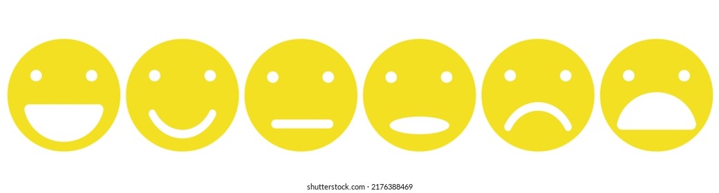 emoticon set. six emoticons from positive to negative yellow 