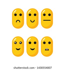 Emoticon set vector. Various kinds of facial expressions in the form of oval emoticons
