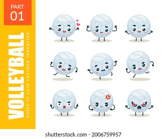 emoticon set of Volleyball. First set. Vector Illustration