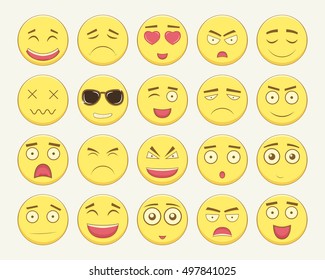 Emoticon set. Emoticon for web site, chat, sms. Modern flat design. Vector illustration