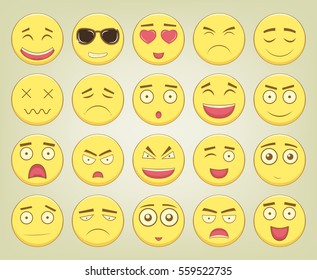 Emoticon set. Emoticon for web site, chat, sms. Modern flat design. Vector illustration