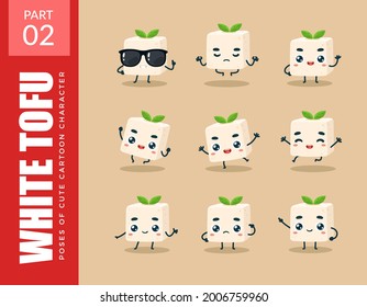 emoticon set of White Tofu. Second set. Vector Illustration