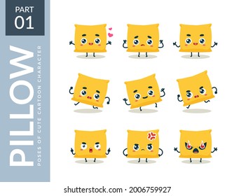 emoticon set of Yellow Pillow. First set. Vector Illustration