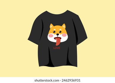 Emoticon shiba dog on tshirt design