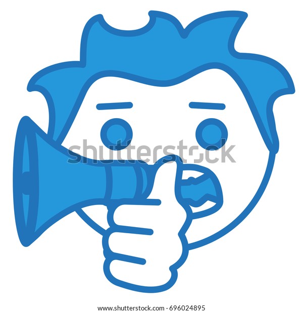 Emoticon Shouting Megaphone Emoji Speaking Trumpet Stock Vector Royalty Free