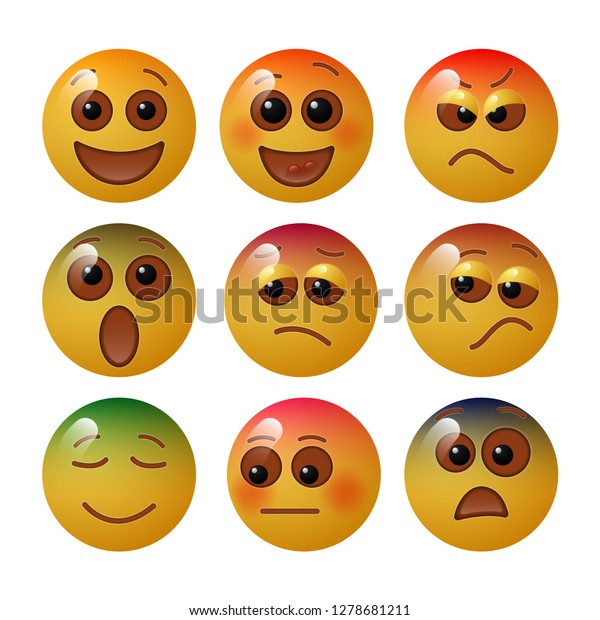 Emoticon Showing Basic Human Feelings Emotions Stock Vector (Royalty ...