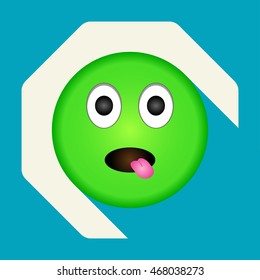 Emoticon sick face vector illustration on background.