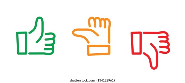 Emoticon sign. do's en don'ts or o and don't, check mark. Compliments day , Vector do and dont checklist, okey, yes, like hand thumb up or thumbs down. Unlike or dislike compliment. Good finger.