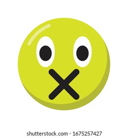 Emoticon Silent Icon With Flat Design Style Vector