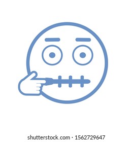 emoticon silent,emoji silent in blue color.vector icon