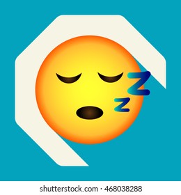 Emoticon sleep face vector illustration on background.