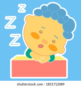 emoticon with sleeping man with Zzz sign above his head indicating that he is dreaming, simplistic  vector emoji in color from set