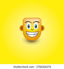 Emoticon. smile face. Cute emoticon isolated on yellow background.