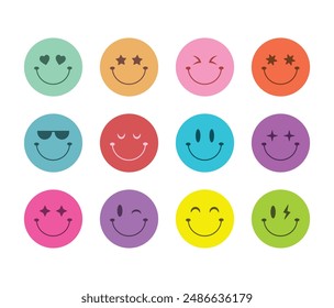 Emoticon Smile Fun Happy Flat Design Farbe