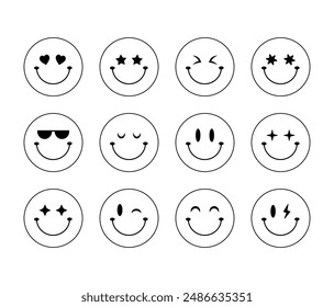 emoticon smile happy outline black white design