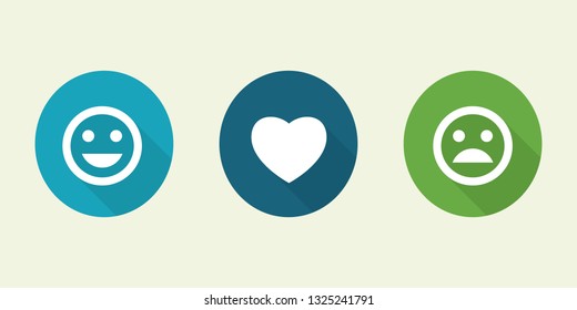  Emoticon, smile, heart - Vector icons social media.
